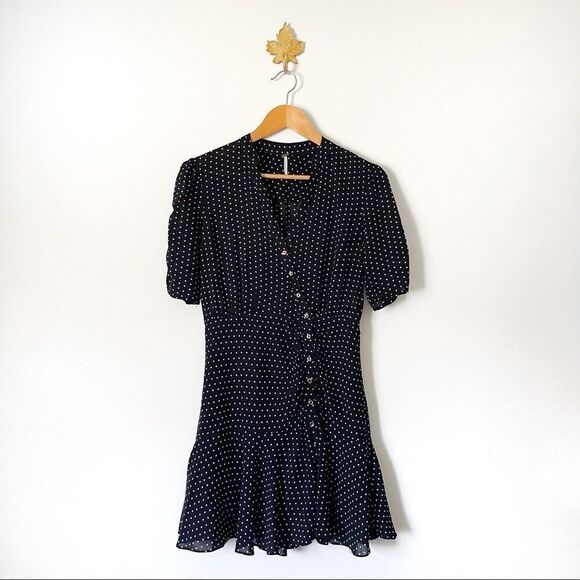 Free People Dresses & Skirts - Twee Girly Free People Pippa Polka Dot Button Mini dress NWOT size XS
